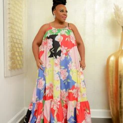 Curvaceous Boutique Flower Bud Maxi Dress