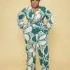Curvaceous Boutique Green Leaf Mix Pant Set NEW