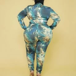 Curvaceous Boutique NEW True Teal Print Leggings Set