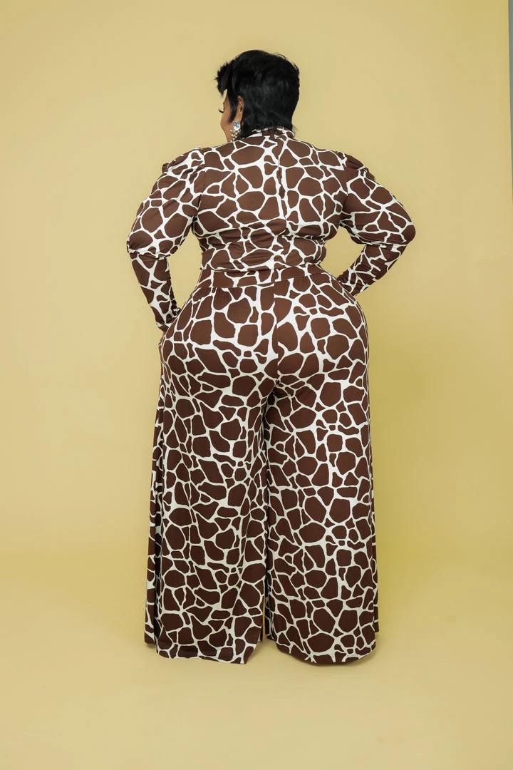 Curvaceous Boutique Chocolate Giraffe Print Pant Set SALE 5 Curvaceous Boutique Chocolate Giraffe Print Pant Set SALE