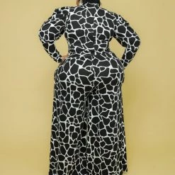 Curvaceous Boutique Black Giraffe Print Pant Set SALE