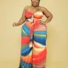 Curvaceous Boutique Color Pattern Pant Set