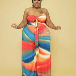 Curvaceous Boutique Color Pattern Pant Set