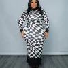 Curvaceous Boutique Checkered Board Midi Dress DRESSES 2 Curvaceous Boutique Checkered Board Midi Dress DRESSES