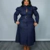 Curvaceous Boutique DRESSES Dark Blue Kristy Denim Dress