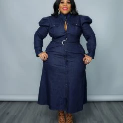 Curvaceous Boutique DRESSES Dark Blue Kristy Denim Dress