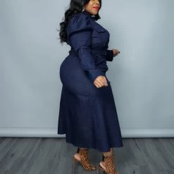 Curvaceous Boutique DRESSES Dark Blue Kristy Denim Dress