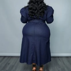 Curvaceous Boutique DRESSES Dark Blue Kristy Denim Dress