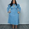 Curvaceous Boutique DRESSES Light Blue Kristy Denim Dress