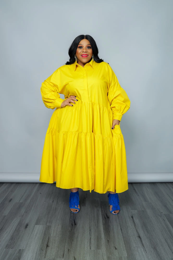 Curvaceous Boutique Yellow Smock Swing Dress DRESSES 4 Curvaceous Boutique Yellow Smock Swing Dress DRESSES