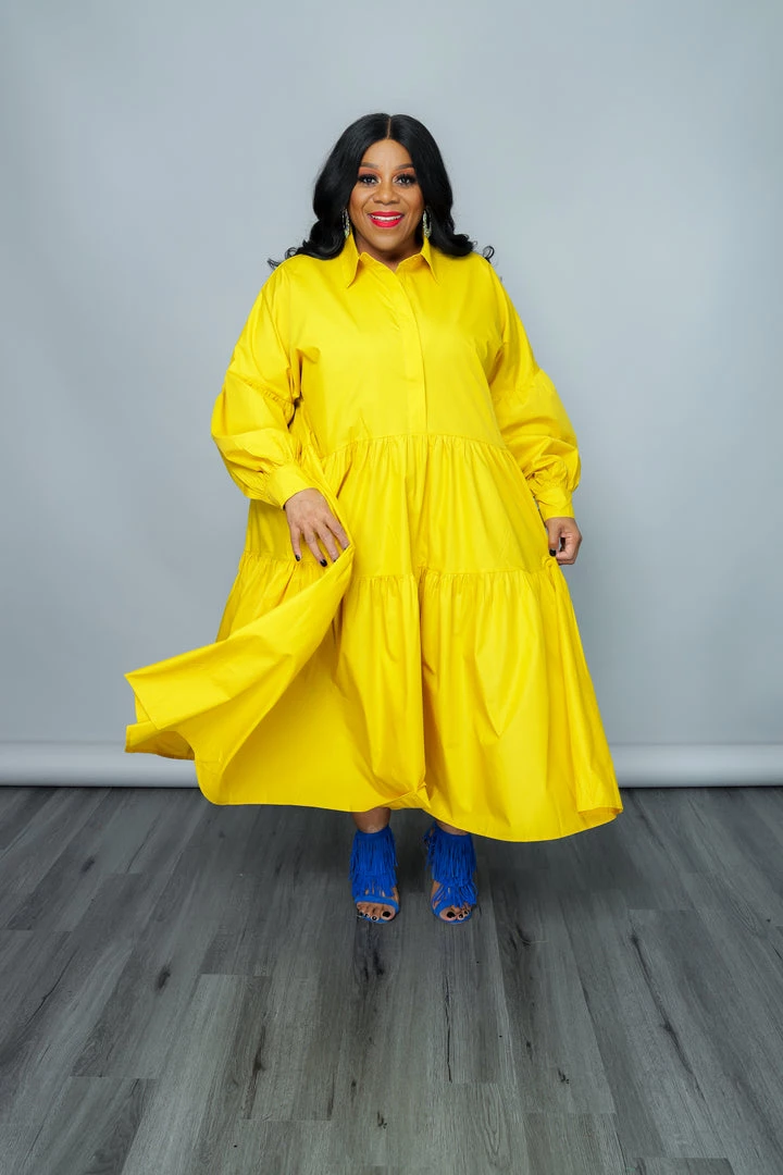 Curvaceous Boutique Yellow Smock Swing Dress DRESSES 6 Curvaceous Boutique Yellow Smock Swing Dress DRESSES