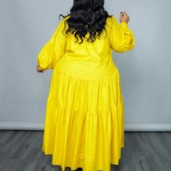 Curvaceous Boutique Yellow Smock Swing Dress DRESSES 9 Curvaceous Boutique Yellow Smock Swing Dress DRESSES