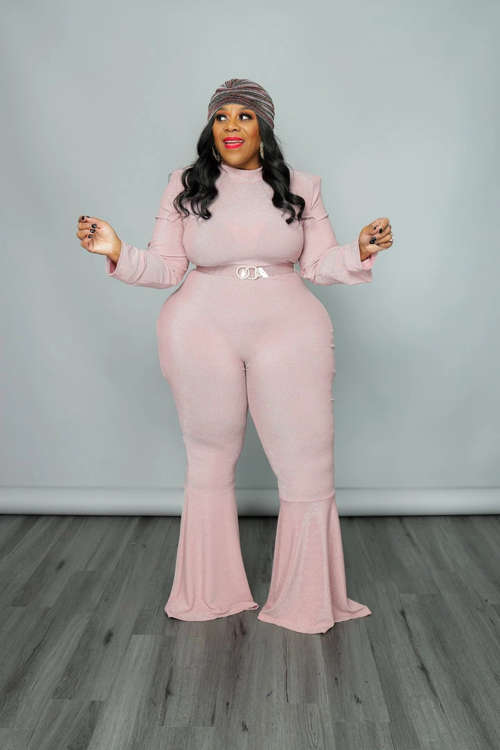 Curvaceous Boutique Pink Shimmer Flare Jumpsuit JUMPSUITS 3 Curvaceous Boutique Pink Shimmer Flare Jumpsuit JUMPSUITS