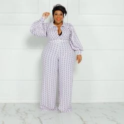 Curvaceous Boutique JUMPSUITS Purple Hot In Houndstooth Jumpsuit