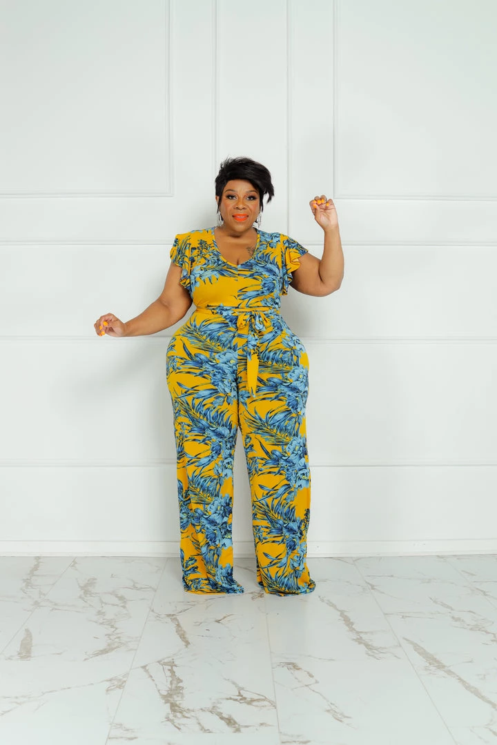 Curvaceous Boutique NEW Yellow Tropical Vibes Jumpsuit 3 Curvaceous Boutique NEW Yellow Tropical Vibes Jumpsuit