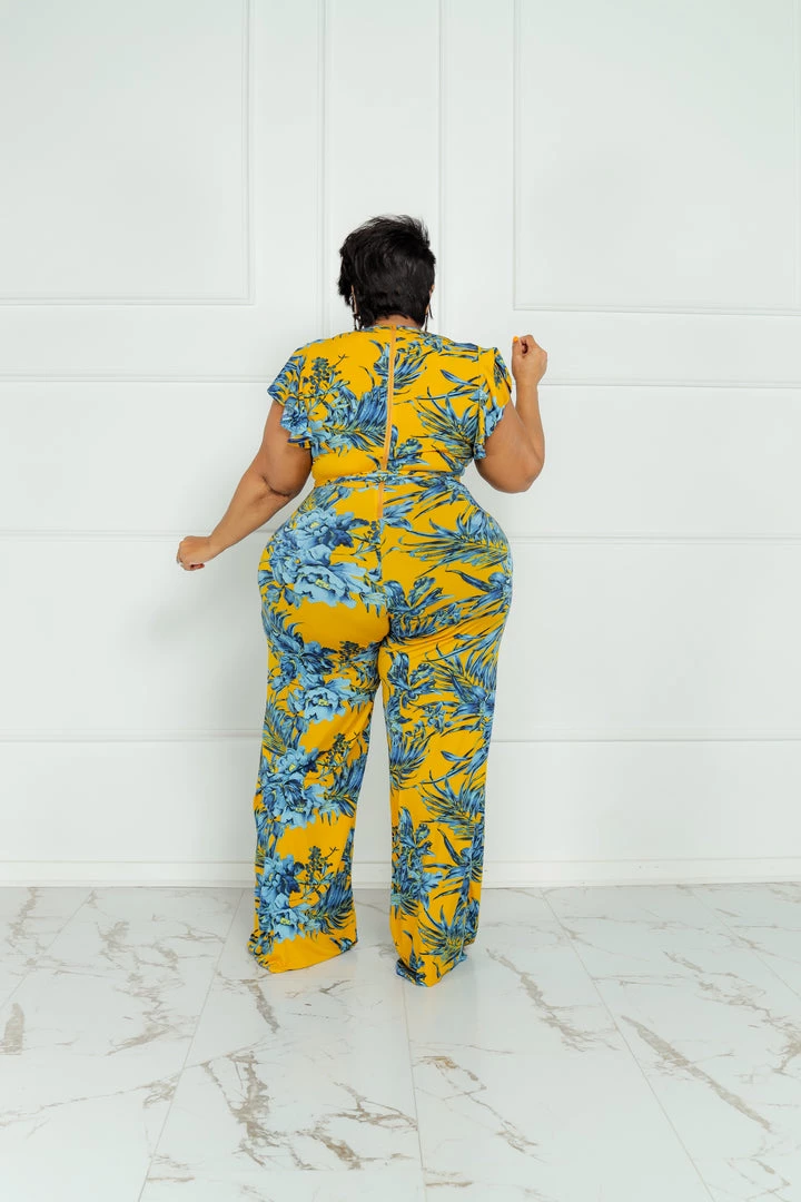 Curvaceous Boutique NEW Yellow Tropical Vibes Jumpsuit 4 Curvaceous Boutique NEW Yellow Tropical Vibes Jumpsuit