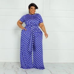 Curvaceous Boutique ROYAL BLUE POLKA DOT TIED SET