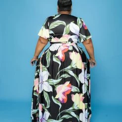 Curvaceous Boutique Black Floral Skirt Set SETS