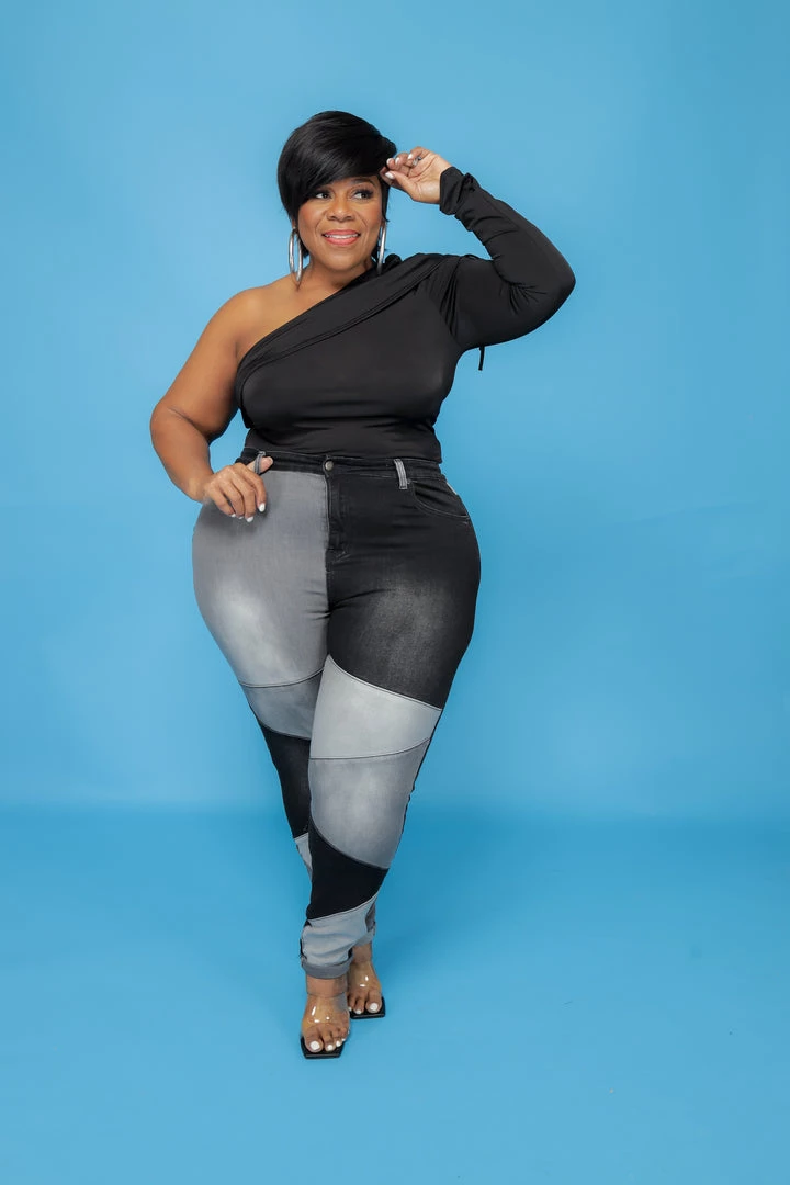 Curvaceous Boutique Black Patch Up Denim Jeans 3 Curvaceous Boutique Black Patch Up Denim Jeans