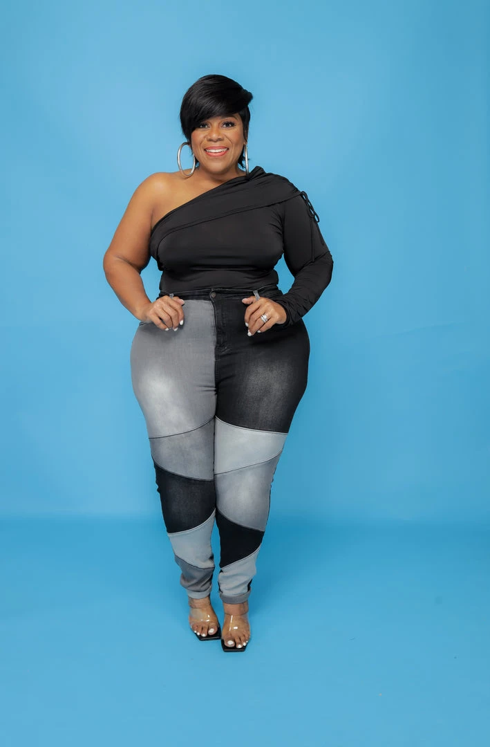 Curvaceous Boutique Black Patch Up Denim Jeans 4 Curvaceous Boutique Black Patch Up Denim Jeans