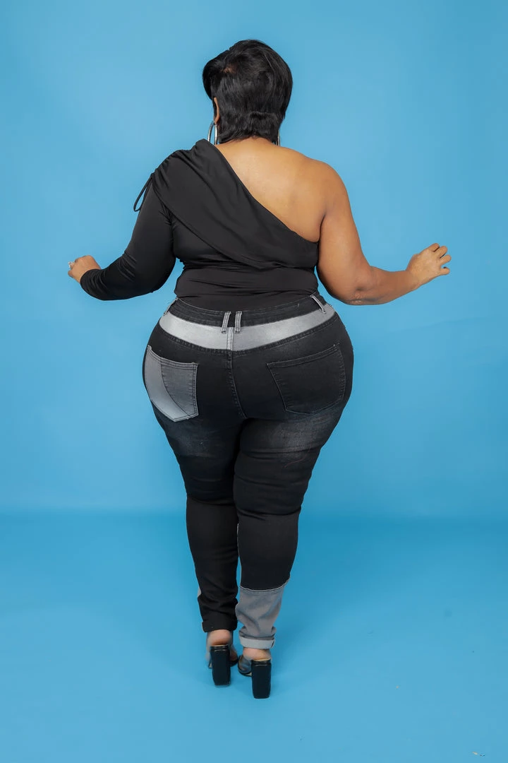 Curvaceous Boutique Black Patch Up Denim Jeans 5 Curvaceous Boutique Black Patch Up Denim Jeans