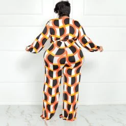 Curvaceous Boutique NEW CoCo Orange Print Jumpsuit