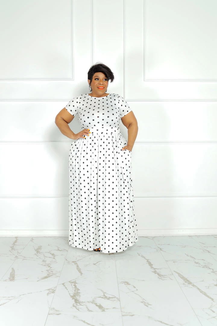 Curvaceous Boutique DRESSES Ivory Spotted Flare Dress 3 Curvaceous Boutique DRESSES Ivory Spotted Flare Dress