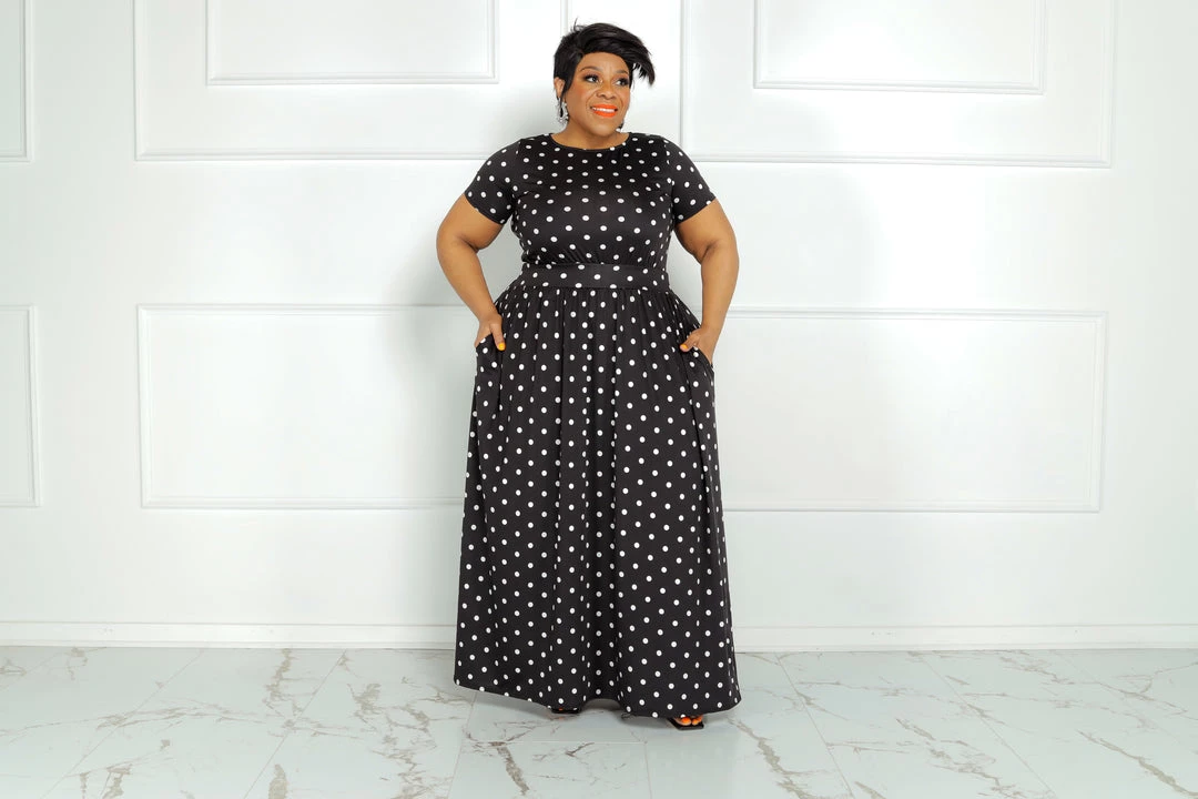 Curvaceous Boutique Black Spotted Flare Dress DRESSES 5 Curvaceous Boutique Black Spotted Flare Dress DRESSES