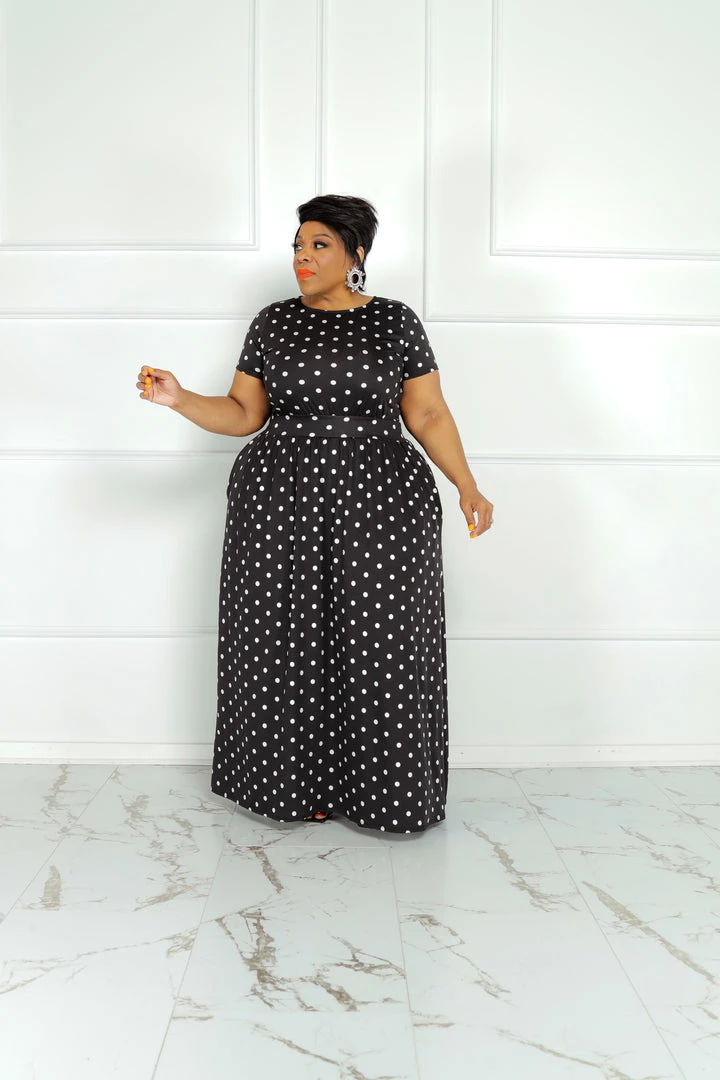 Curvaceous Boutique Black Spotted Flare Dress DRESSES 3 Curvaceous Boutique Black Spotted Flare Dress DRESSES