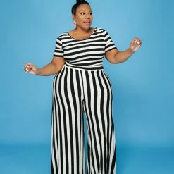 Curvaceous Boutique Black Peppermint Stripe Set SETS