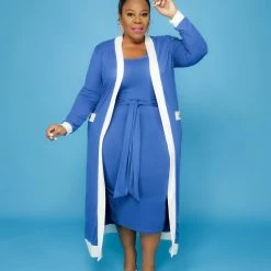 Curvaceous Boutique Blue Megan Duster Set