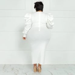 Curvaceous Boutique Ivory Charlie Bishop Sleeve Dress