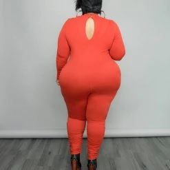 Curvaceous Boutique Burnt Orange Ruched Catsuit SALE