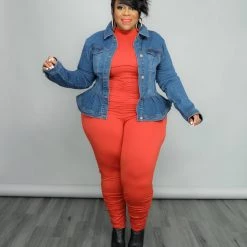 Curvaceous Boutique Burnt Orange Ruched Catsuit SALE