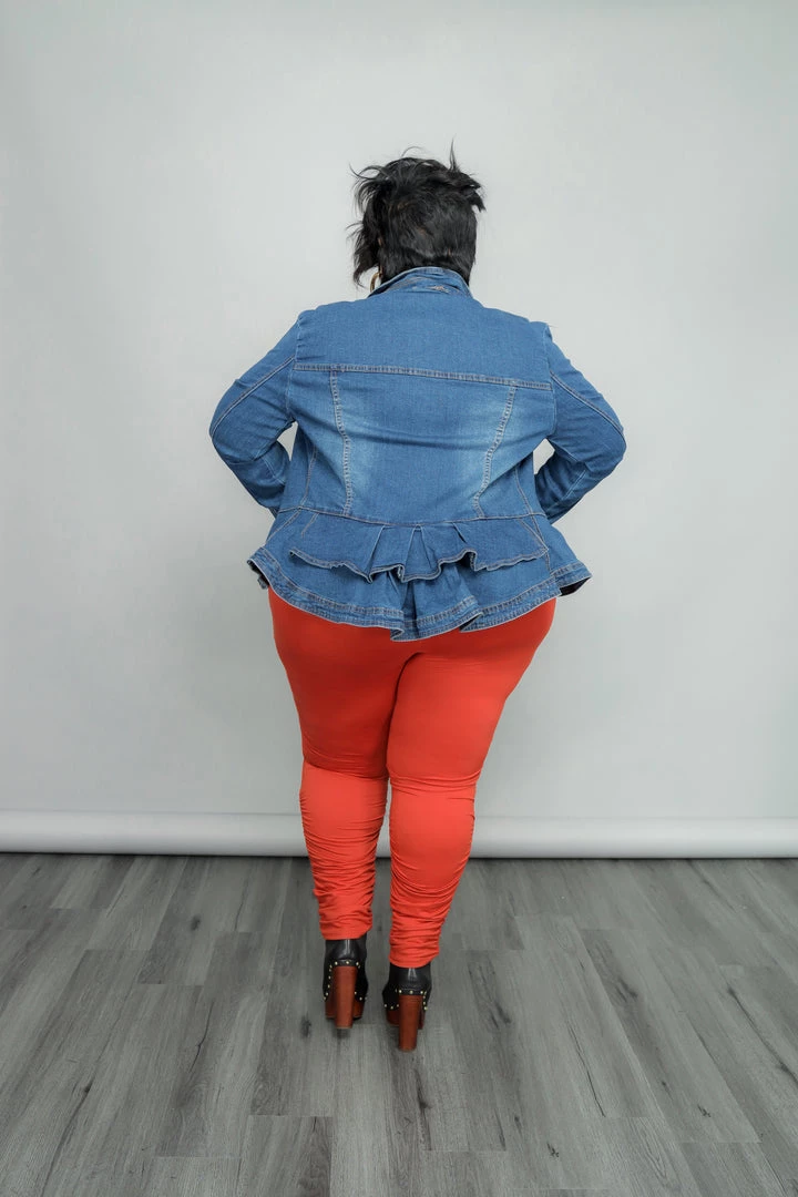Curvaceous Boutique Blue Denim Ruffle Hem Jacket 4 Curvaceous Boutique Blue Denim Ruffle Hem Jacket