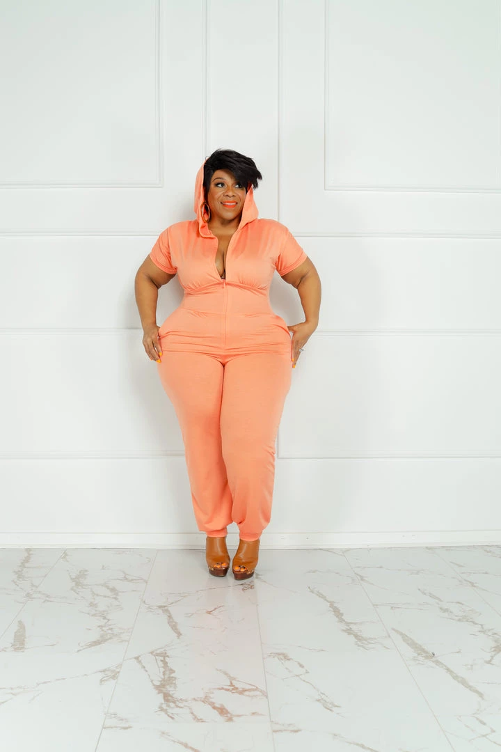 Curvaceous Boutique Peach Take Off Jogger Jumpsuit NEW 5 Curvaceous Boutique Peach Take Off Jogger Jumpsuit NEW