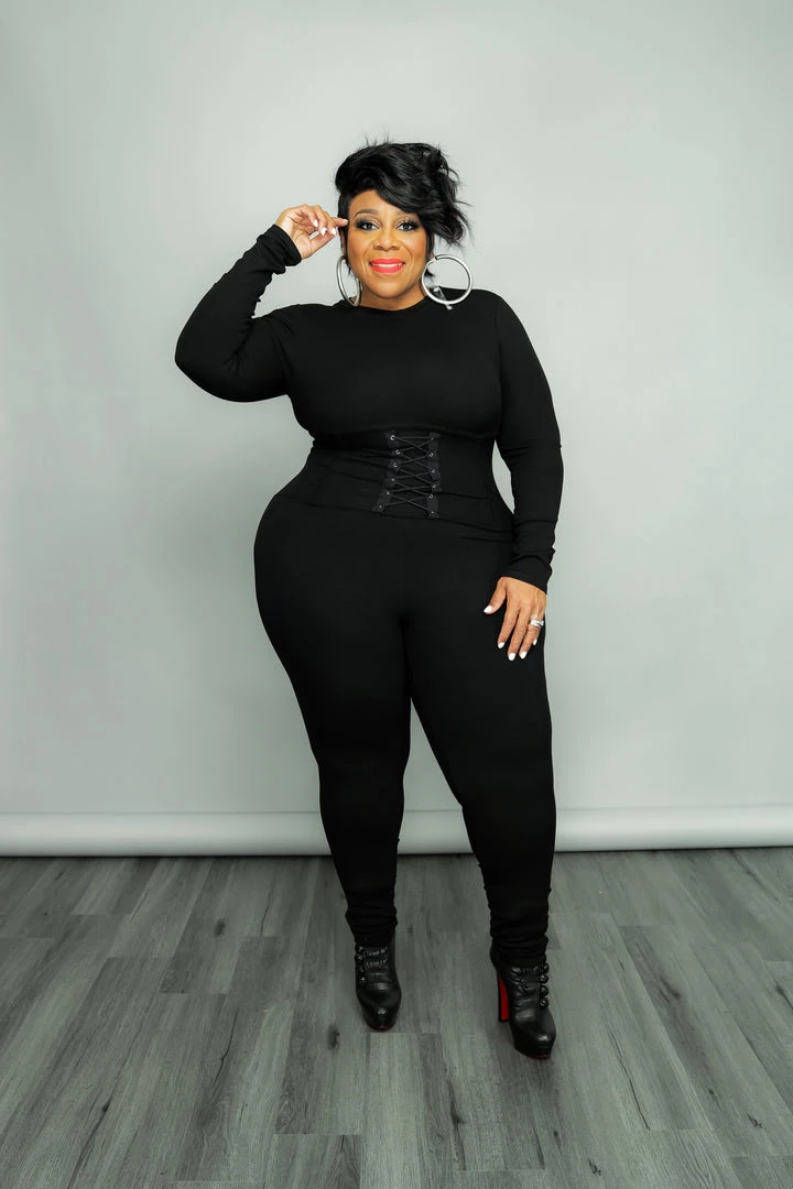 Curvaceous Boutique Black Rib Corset Catsuit JUMPSUITS 3 Curvaceous Boutique Black Rib Corset Catsuit JUMPSUITS