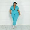 Curvaceous Boutique Turquoise Take Off Jogger Jumpsuit NEW