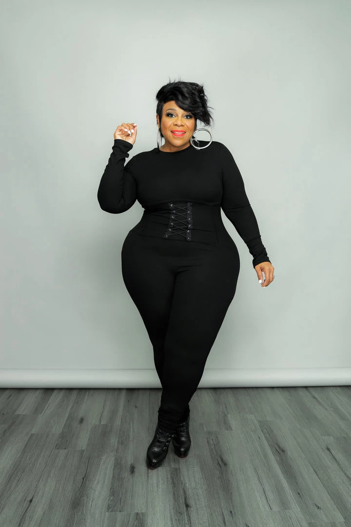 Curvaceous Boutique Black Rib Corset Catsuit JUMPSUITS 4 Curvaceous Boutique Black Rib Corset Catsuit JUMPSUITS