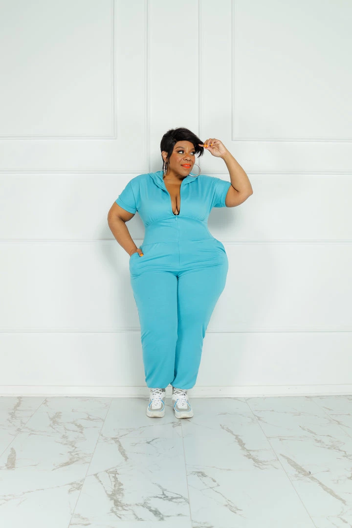 Curvaceous Boutique Turquoise Take Off Jogger Jumpsuit NEW 4 Curvaceous Boutique Turquoise Take Off Jogger Jumpsuit NEW
