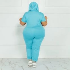 Curvaceous Boutique Turquoise Take Off Jogger Jumpsuit NEW 7 Curvaceous Boutique Turquoise Take Off Jogger Jumpsuit NEW