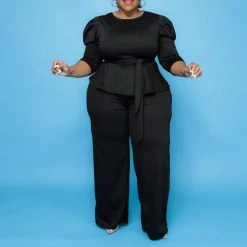 Curvaceous Boutique SETS Black Elisa Peplum Set 6 Curvaceous Boutique SETS Black Elisa Peplum Set