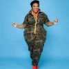 Curvaceous Boutique Camouflage /Orange Zipper Jumpsuit JUMPSUITS