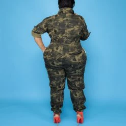 Curvaceous Boutique Camouflage /Orange Zipper Jumpsuit JUMPSUITS 5 Curvaceous Boutique Camouflage /Orange Zipper Jumpsuit JUMPSUITS