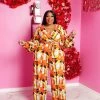 Curvaceous Boutique Orange Abstract Wide Leg Jumpsuit JUMPSUITS