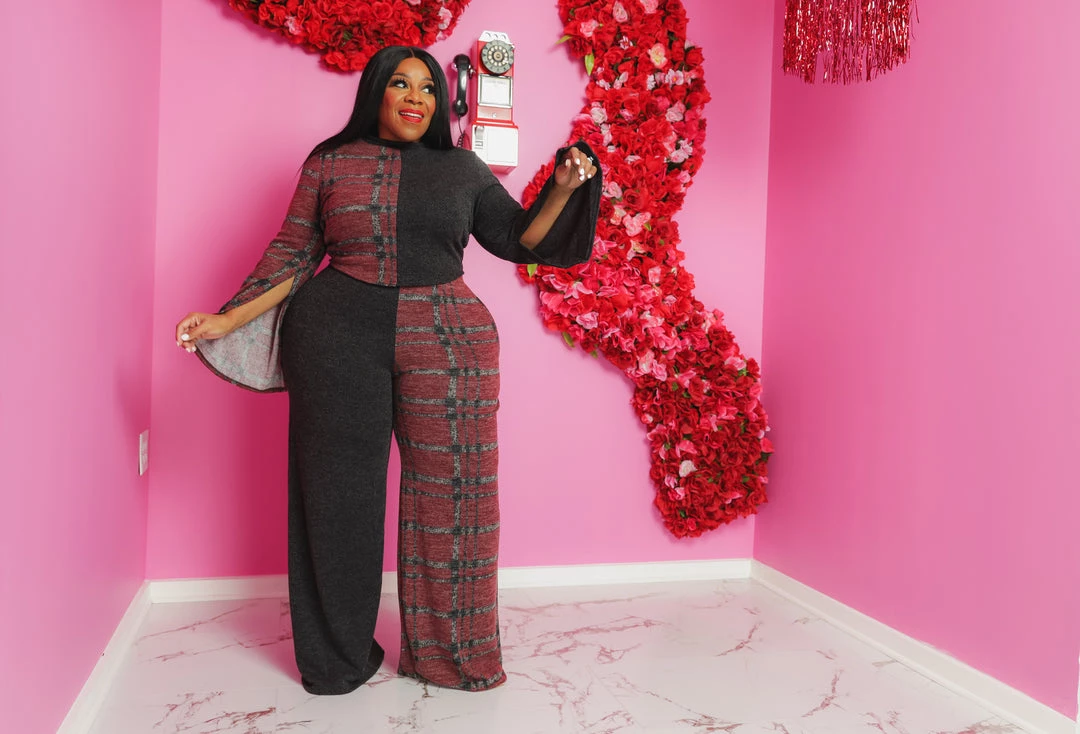 Curvaceous Boutique Grey Color-Block Pant Set SETS 4 Curvaceous Boutique Grey Color-Block Pant Set SETS