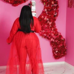 Curvaceous Boutique NEW Red Tulle Maxi Top