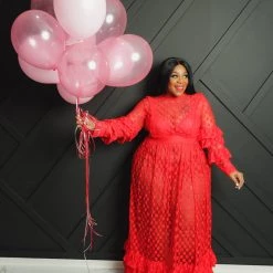 Curvaceous Boutique MAXI DRESSES Red Hudson Polka Dot Dress