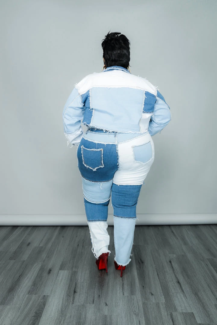 Curvaceous Boutique SETS Patchwork Frayed Denim Set 5 Curvaceous Boutique SETS Patchwork Frayed Denim Set