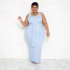 Curvaceous Boutique Blue Stripe Tie Tank Dress